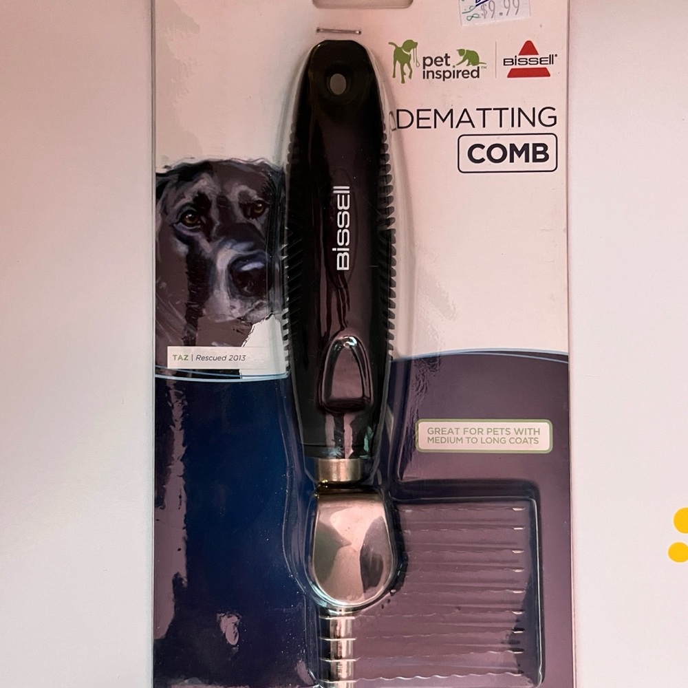 Bissell “Pet Inspired” Stainless Steel Dog Grooming Comb with Black grip NWT🦮